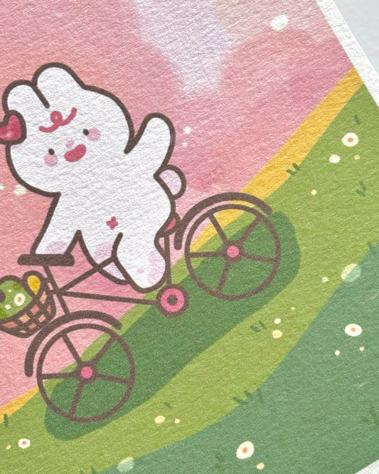 Pink bunny art print