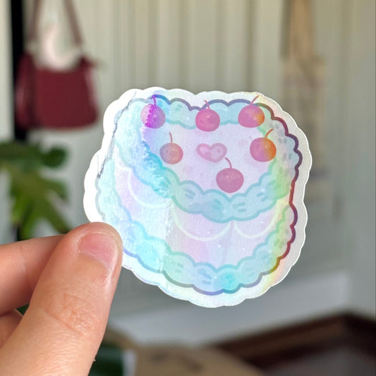 Vintage cake holographic sticker