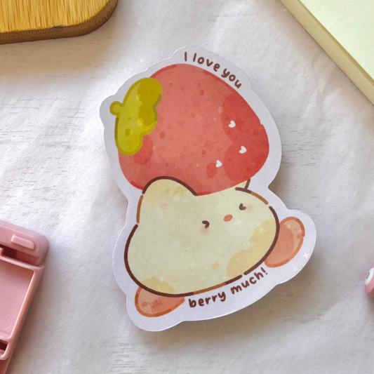 "I love you berry much" holographic sticker