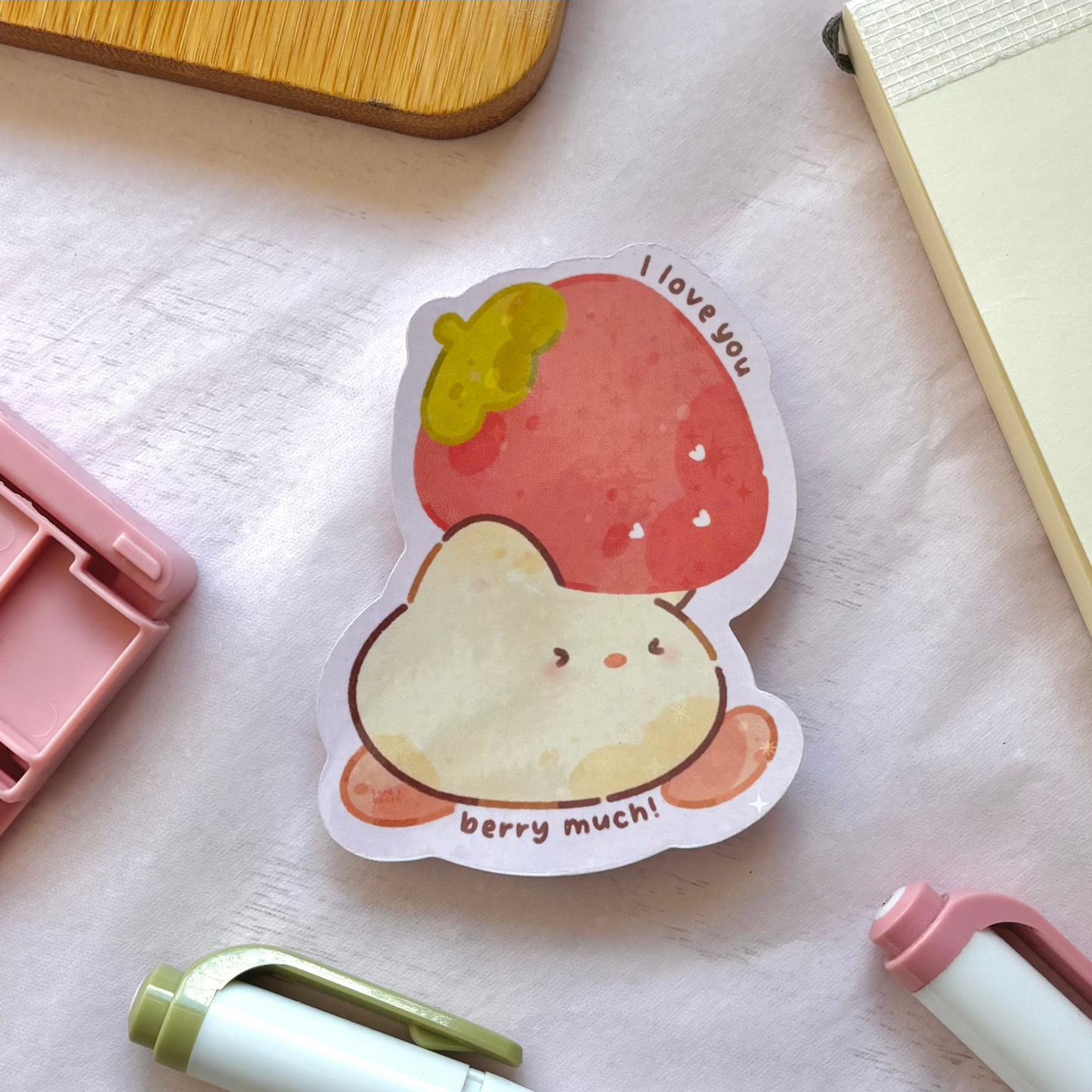 "I love you berry much" holographic sticker