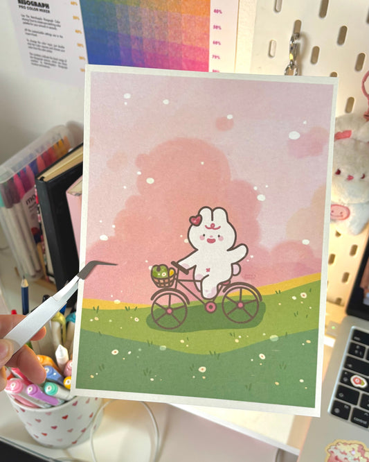 Pink bunny art print
