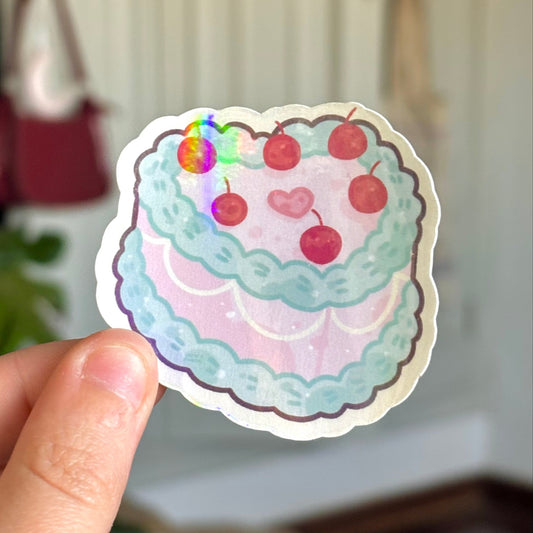 Vintage cake holographic sticker