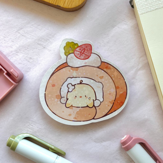 roll cake holographic sticker