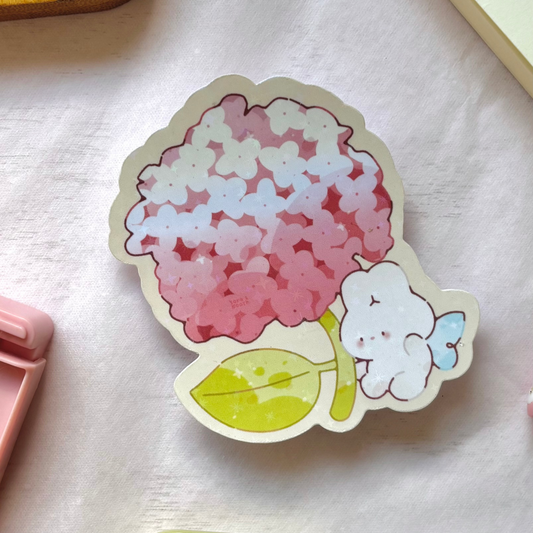 Mel's hydrangea holographic sticker